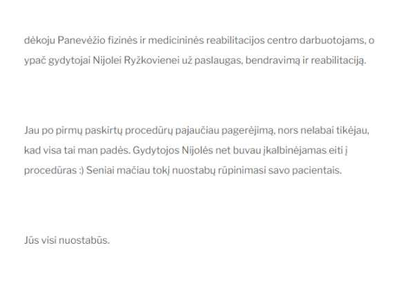 Pacientai mums dėkoja